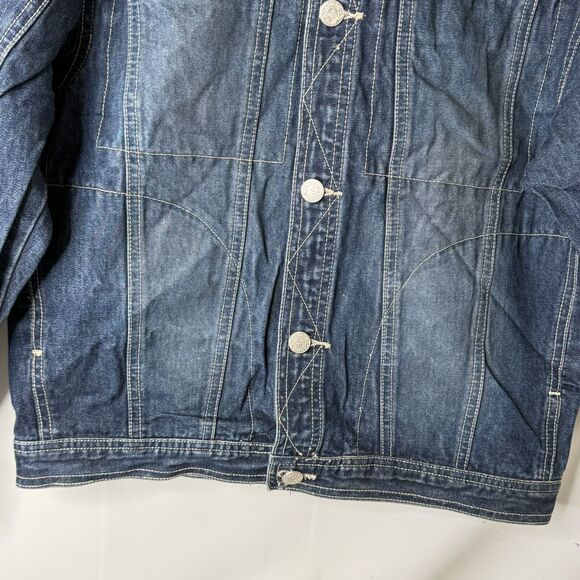 VTG Avirex USA Embroidered Patch Button Up Denim Jean Jacket Youth M Y2K Eagle - Picture 4 of 9